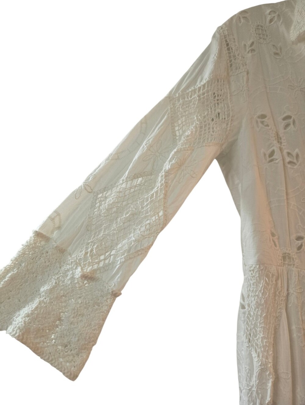 Zara White Eyelet Lace Belted Midi Shirt Dress M - Picture 7 of 14